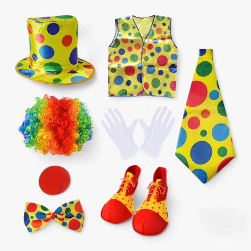 Laughing Clown Costume Set for Children – All-in-One Outfit with Accessories