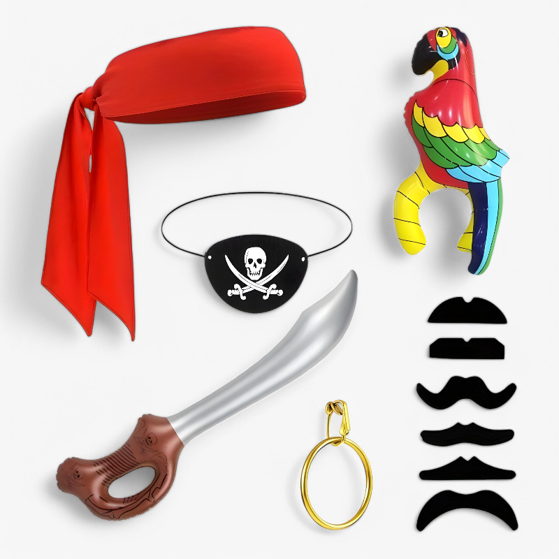 PirateKing – Complete Pirate Accessories Set with Parrot, Eye Patch, and Sword