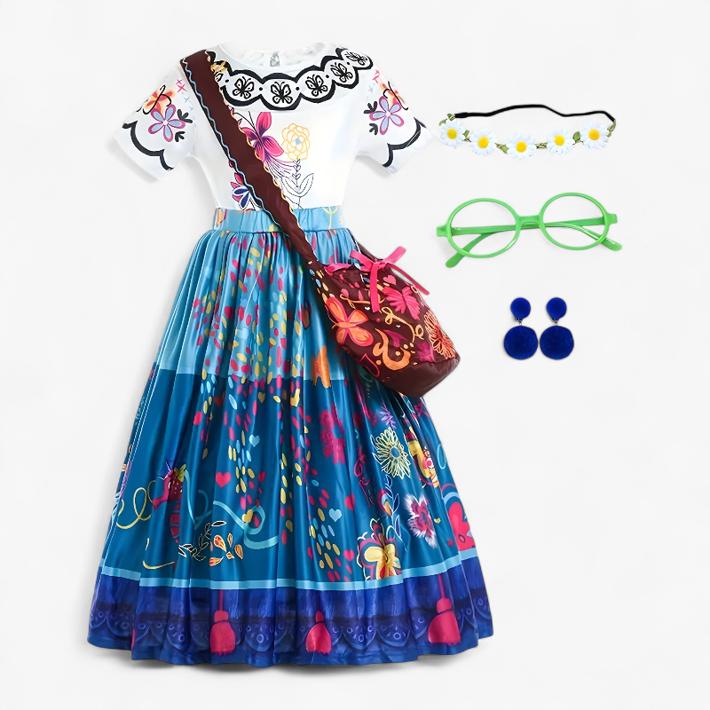 Mirabel-Kostüm von Encanto für Kinder – inklusive Stirnband, Brille und Tasche