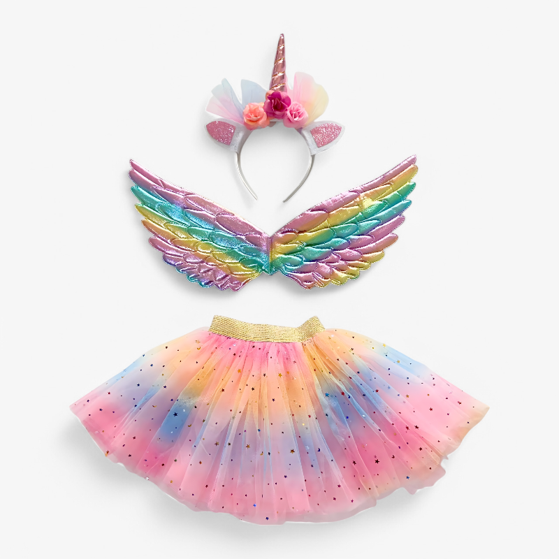 Cute Unicorn Set for Kids – Includes Wings, Hat, and Skirt