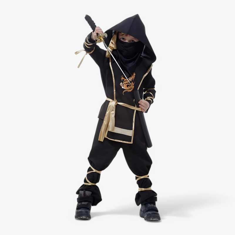 Ninja-Kostüm für Kinder – inklusive Schwert und Zubehör