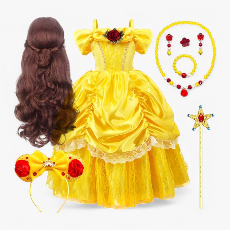 Bezauberndes Prinzessinnenkleid für Kinder – mit Tiara und Zauberstab
