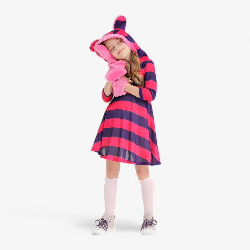 Cheshire Cat Costume for Kids – Includes Hat, Gloves, and Tail