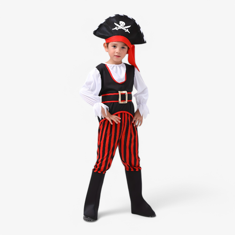 Piratenkostüm für Jungen – Komplett mit Hut, Gürtel und gestreifter Hose