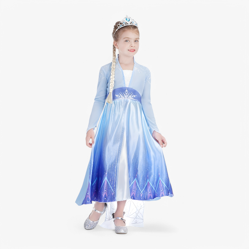 Zauberhaftes Prinzessinnenkleid für Mädchen – Set mit langen Ärmeln, Umhang und Accessoires
