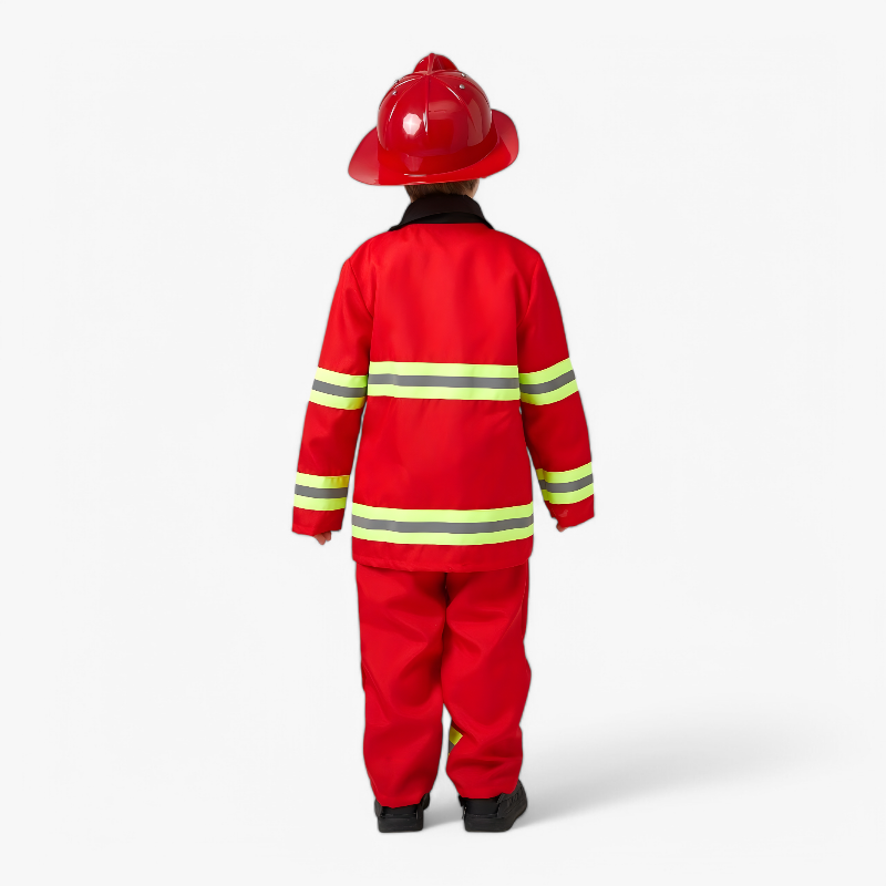 Feuerwehrkostüm für Kinder – inklusive Helm und Feuerlöscher