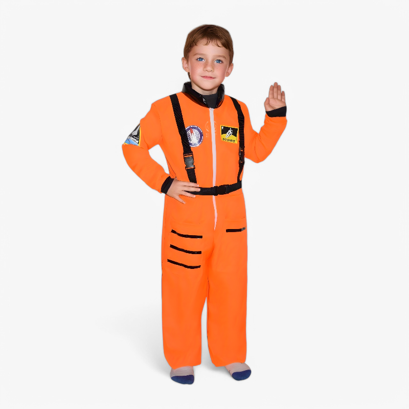 Astronautenkostüm für Kinder – inklusive Gürtel und Weltraumaufnähern