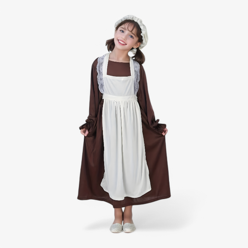 Vintage Latzkleid für Mädchen – inklusive Hut und Spitzendetails