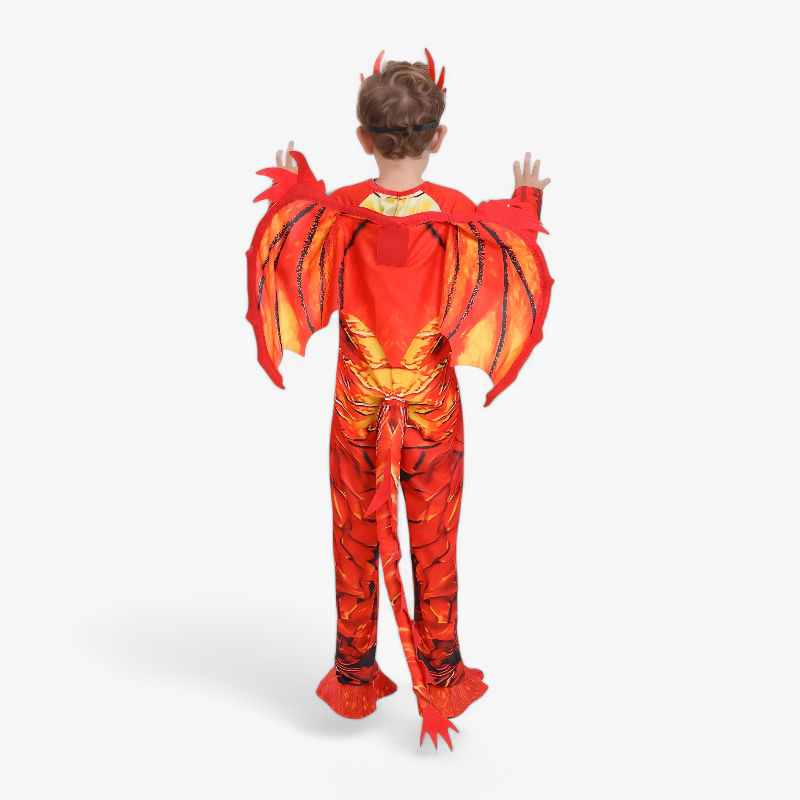 Flammendrachenkostüm für Kinder – Komplettes Outfit mit Maske, Flügeln und Schwanz