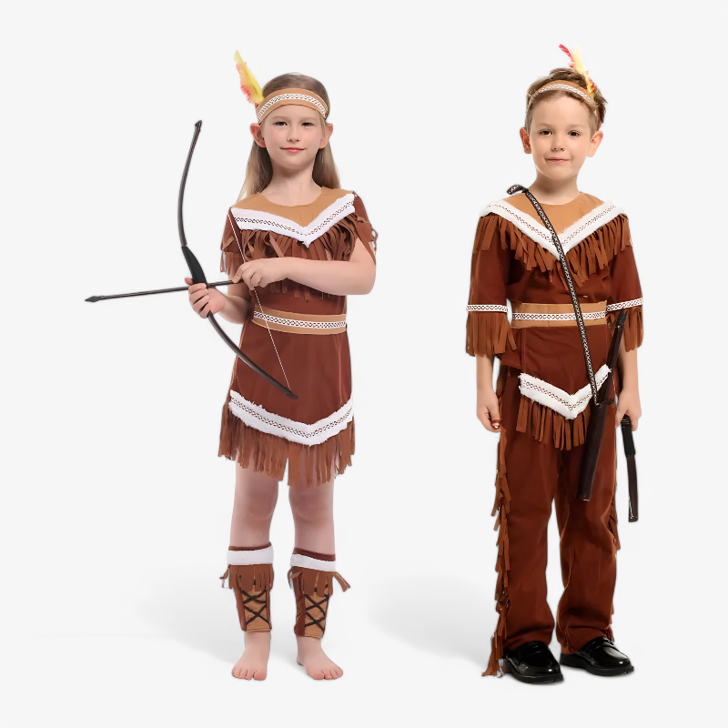 Indianer-Jägerkostüm für Kinder – inklusive Stirnband und Gürtel
