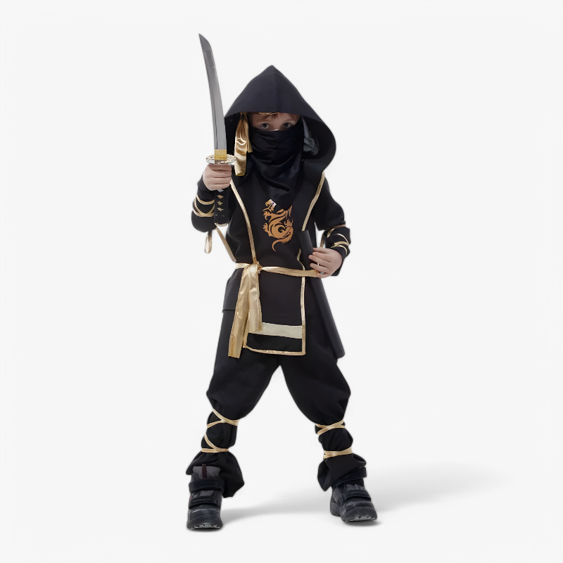 Ninja-Kostüm für Kinder – inklusive Schwert und Zubehör