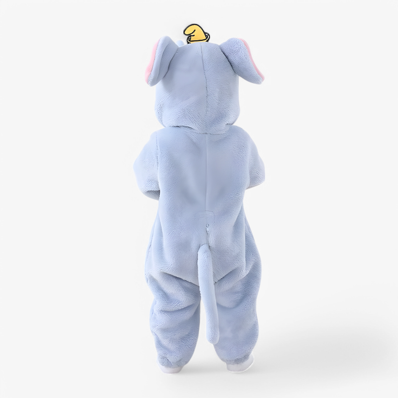 Niedlicher Elefanten-Babybody – Flanell-Strampler mit Sternen, Ohren und Rüssel für Babys