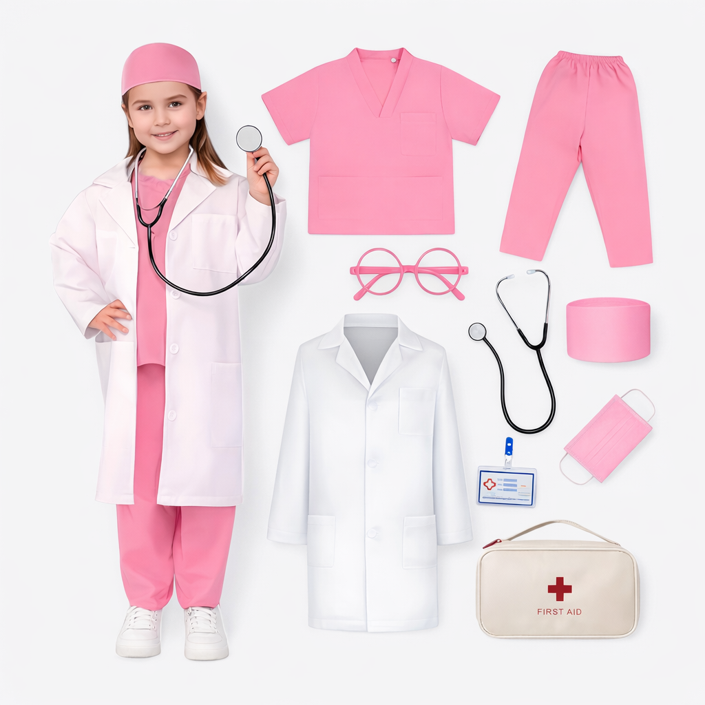 Arztkostüm-Set für Kinder – Komplett mit Laborkittel, Stethoskop und medizinischem Zubehör