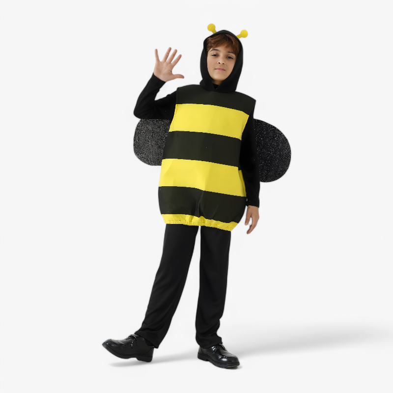 Niedliches Bienenkostüm für Kinder – Gelb-schwarzes Outfit mit Flügeln und Hut