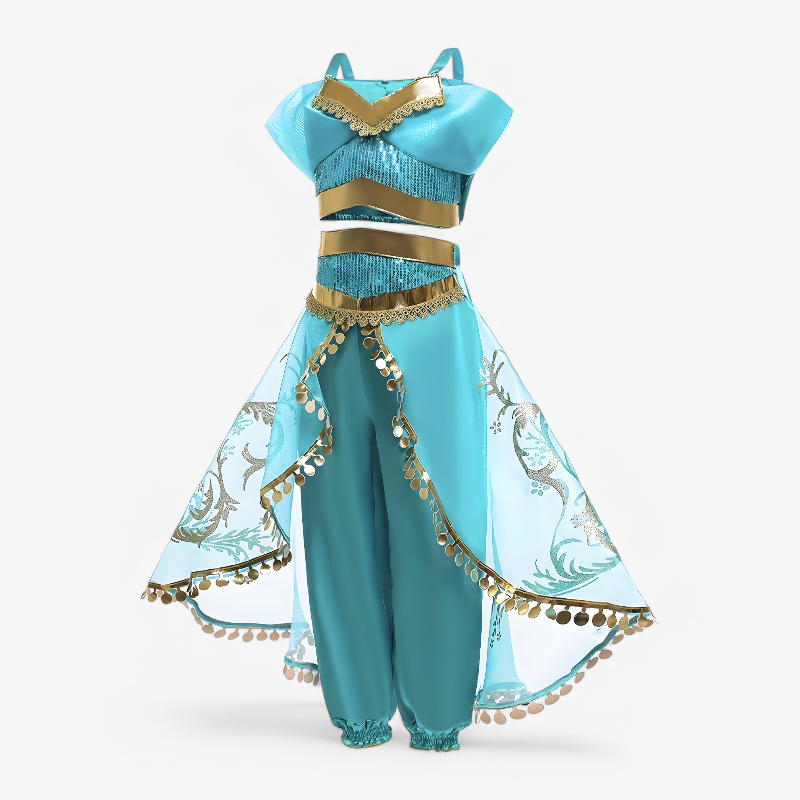 Bezauberndes Prinzessinnen-Outfit für Mädchen – mit goldenen Details und Tüll