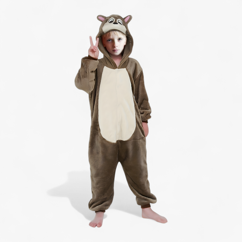 Eichhörnchen-Einteiler für Kinder – inklusive Mütze und Ohren