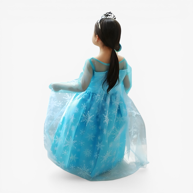 Bezauberndes Elsa-Prinzessinnenkostüm für Kinder – komplett mit Tiara, Zauberstab und Handschuhen